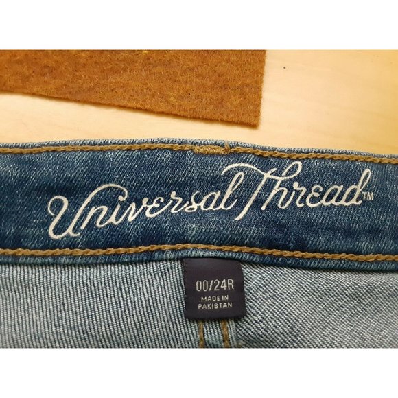 Universal Thread Women‎ Distressed Jeans SZ 00 24R Light Wash High Rise Skinny - Picture 3 of 11